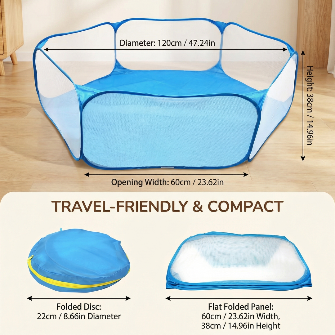 Mesh playard, a versatile and travel-friendly portable playpen for safe indoor & outdoor fun for infants.