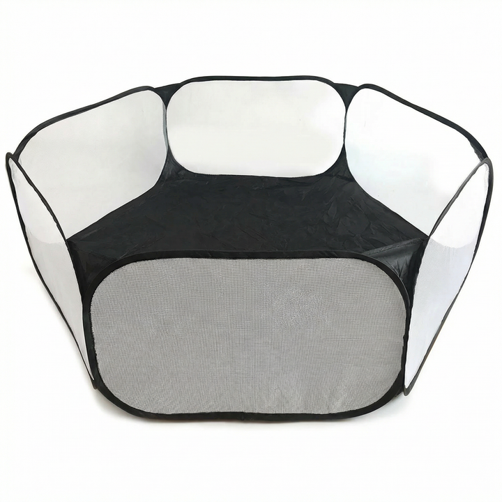 Foldable mesh playard, a travel-friendly safety fence for secure infant & toddler play. Perfect baby gear.
