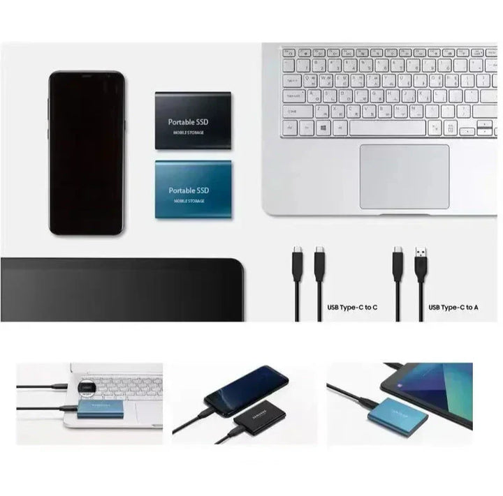 Unisex 2TB portable SSD with USB-C. High-speed external storage for secure backup and fast file transfer.