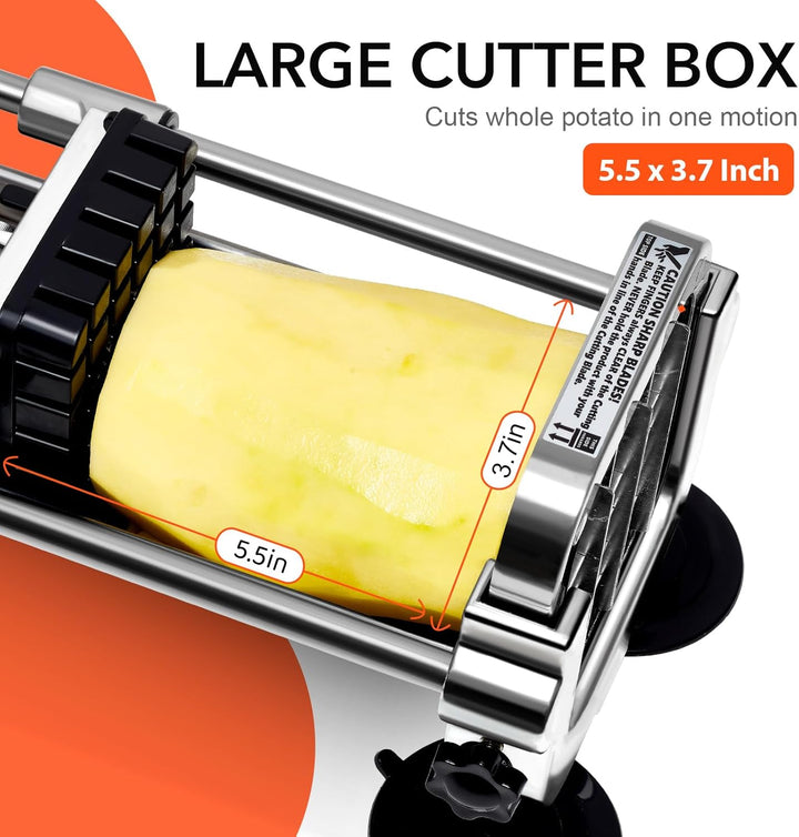 Durable stainless steel fry maker and potato cutter for perfect homemade fries.