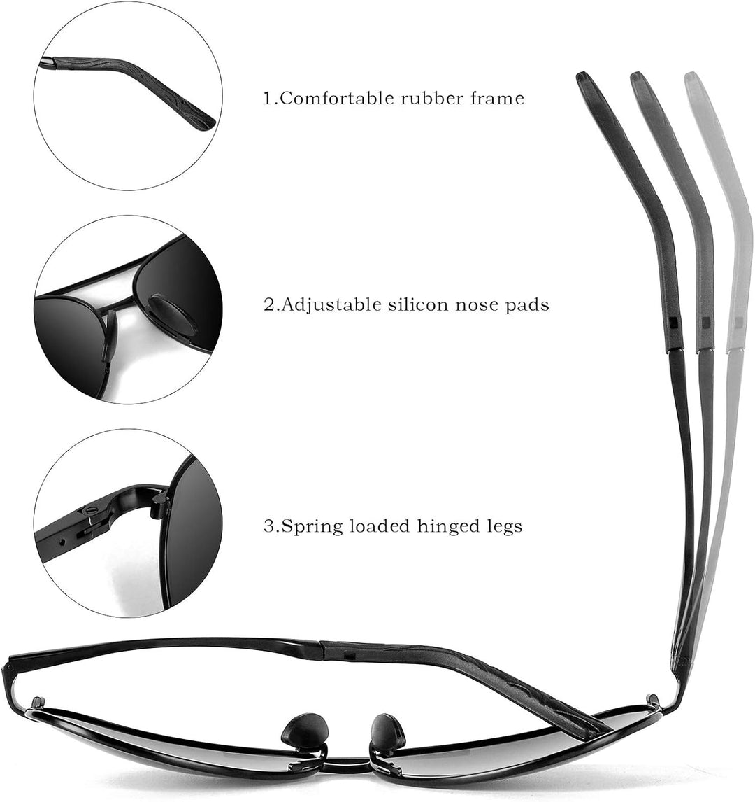Gold frame polarized aviator sunglasses, offering timeless style and ultimate UV protection.