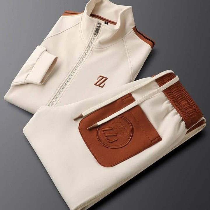 Comfortable men's lounge wear tracksuit. Modern fashion two-piece set, ideal for casual wear or relaxing.