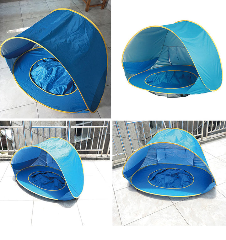 Ultimate UV protection baby tent for beach, featuring a fun, safe built-in mini pool.