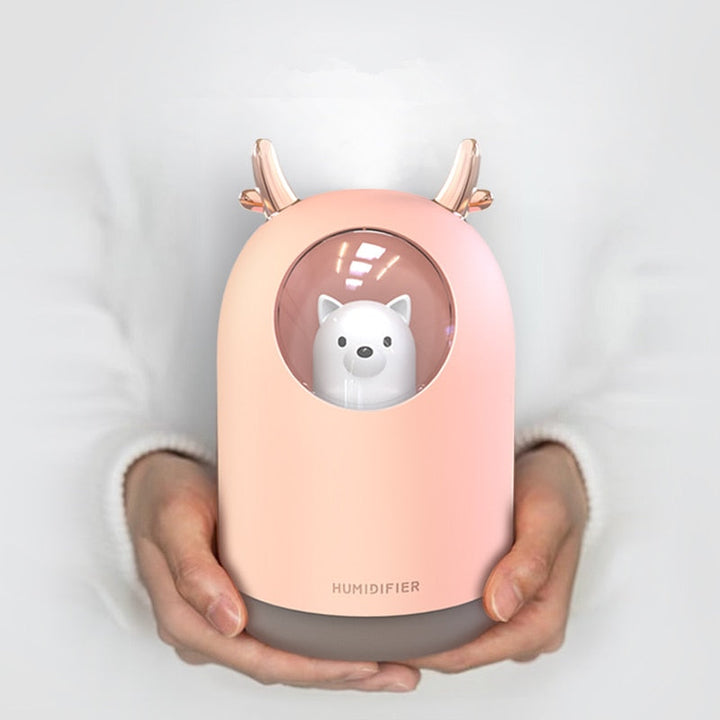 Baby nursery ultrasonic humidifier, provides healthy air & soothing LED night light for child's comfortable sleep.