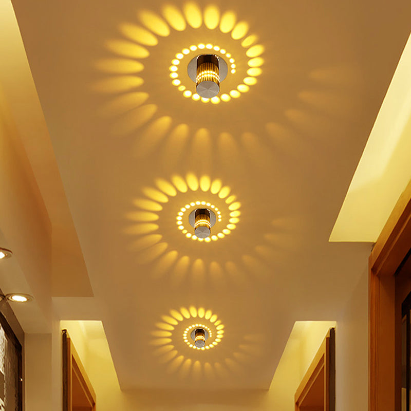 Decorative LED spiral ceiling light fixture, creating a unique ambient glow. Stylish and energy-saving design.