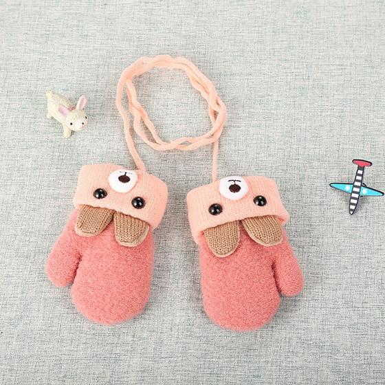 Warm bunny motif mittens for kids, ideal for cold weather outdoor play. Soft infant & toddler gloves.