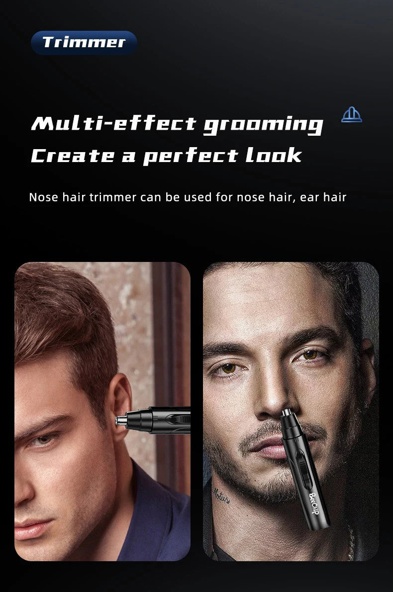 Modern rechargeable nose & ear trimmer. Painless, effective grooming tool for men & women's personal care.