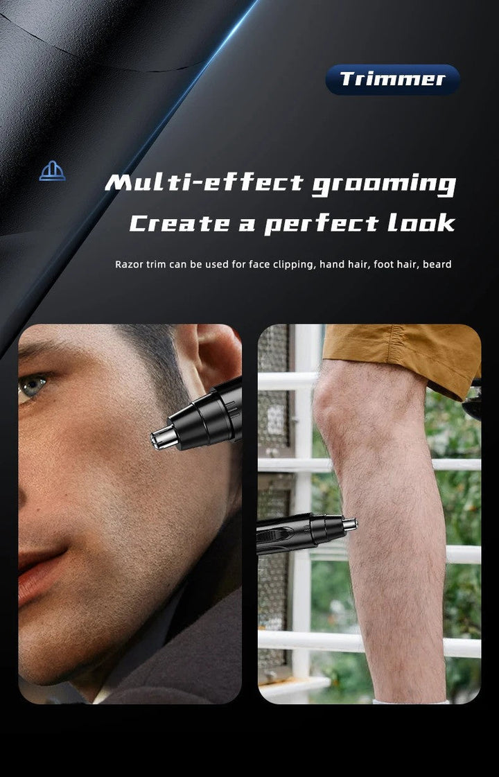 Painless rechargeable nose & ear hair trimmer, ideal for men's & women's grooming. Portable personal care.