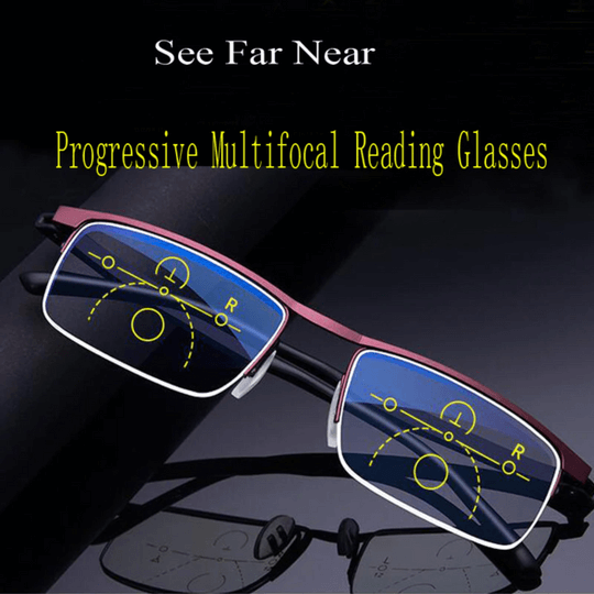 Age-specific unisex multi-focus reading glasses, a stylish vision aid for men and women.