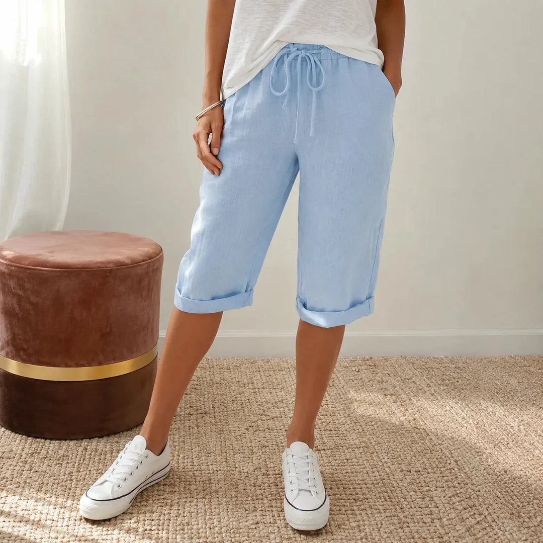 Women's effortless pull-on capri pants, comfortable & stylish for casual summer wear.
