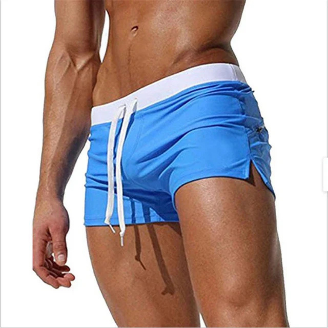 Men's swimwear: performance quick-dry swim shorts with an adjustable drawstring for pool & beach.
