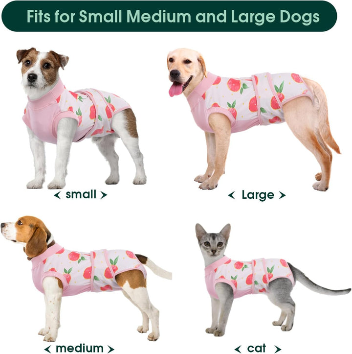 Aid pet healing with this comfortable post-surgery recovery suit. Protects dog & cat wounds.