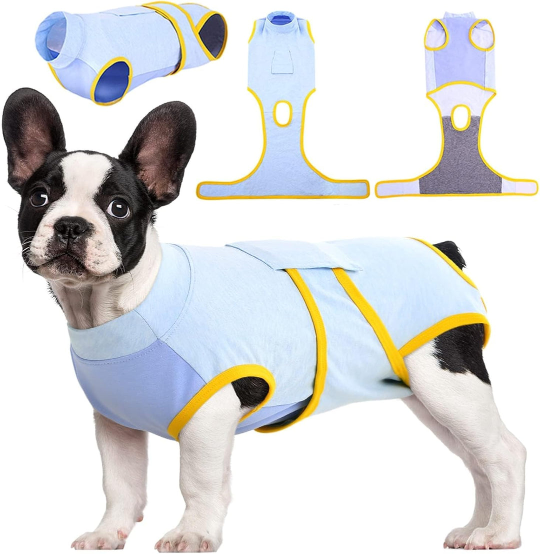 Pet recovery protective vest. Comfortable apparel for dogs & cats post-surgery wound protection.