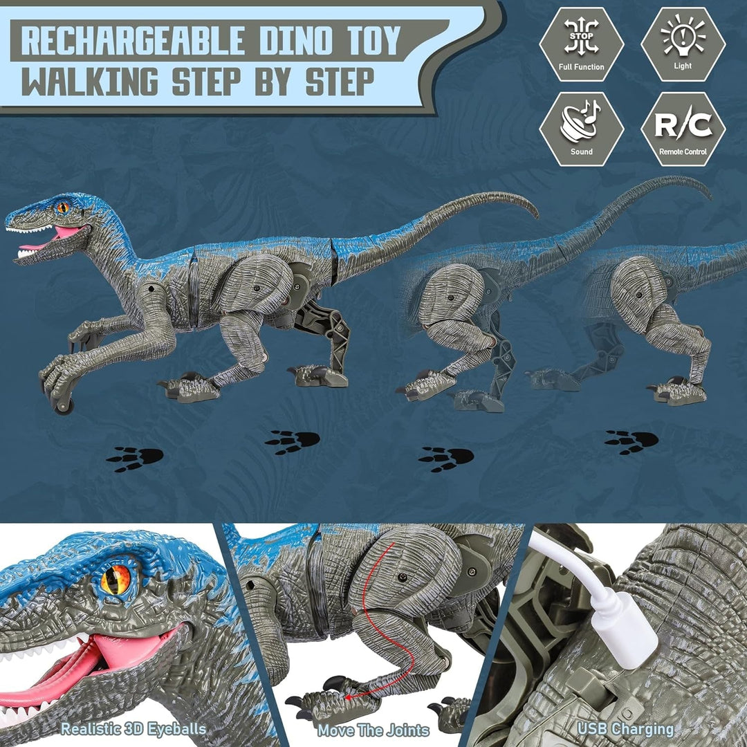 Highly detailed, realistic remote control velociraptor dinosaur toy, perfect for kids' imaginative play.