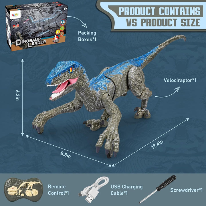 Interactive kids' electronic dinosaur toy: realistic remote control velociraptor with sounds & movement.