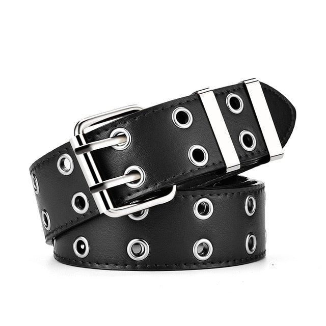Genuine leather women's waist belt, decorative retro punk style.
