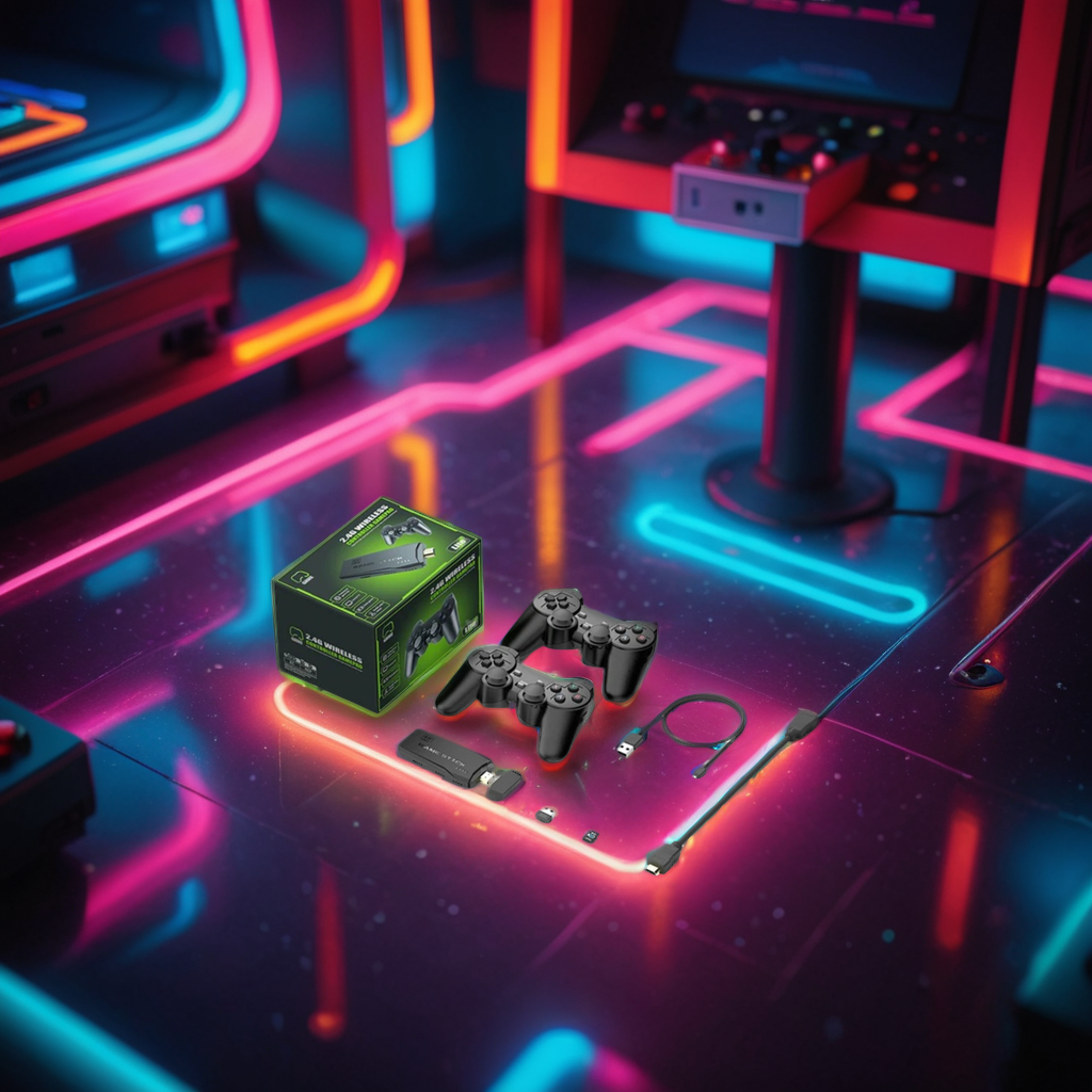 Ultimate Retro Gaming Console showcasing 20,000+ classic games. 4K HDMI output & wireless gamepads.