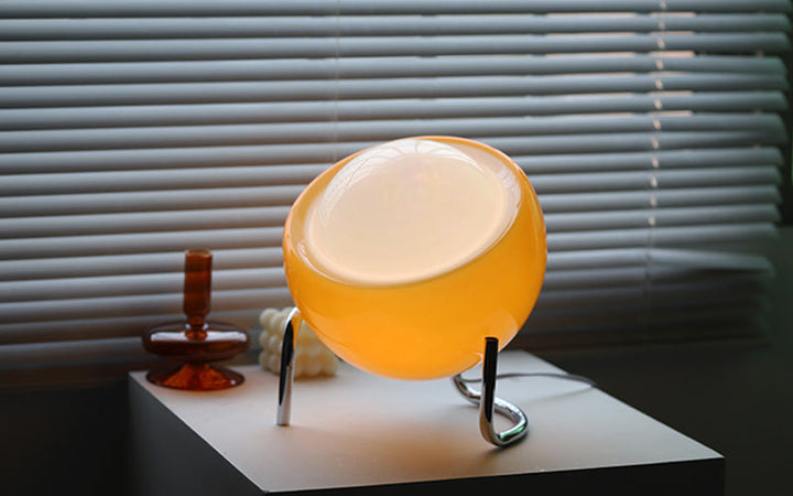 Minimalist Nordic retro glass table lamp, a chic bedroom accent light & home decor piece.