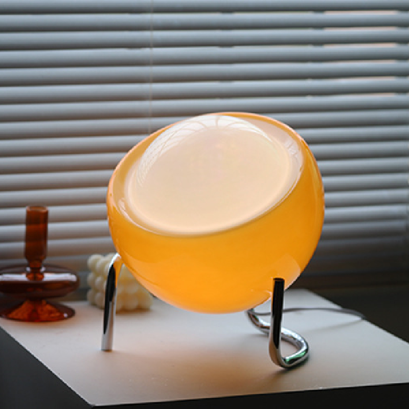 Retro glass table lamp with Nordic design, perfect accent lighting for home decor.