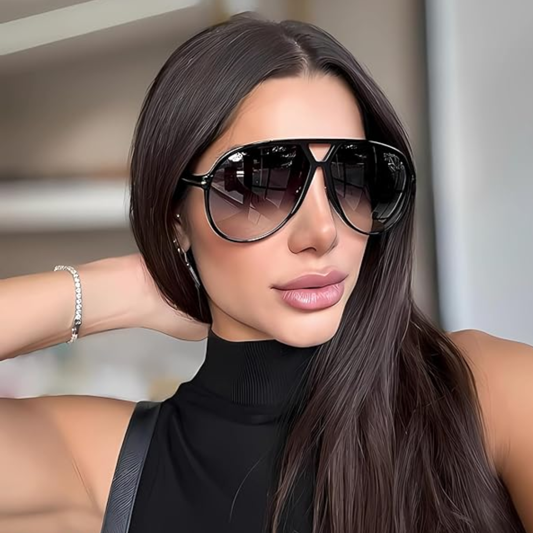 Amara Retro Oversized Aviator Sunglasses, a trendy unisex fashion accessory.