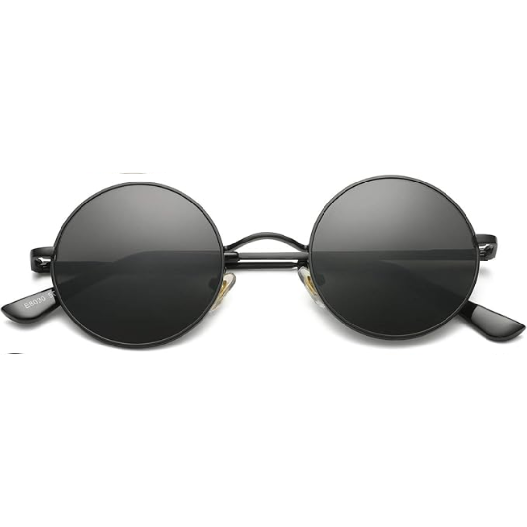 Classic retro round sunglasses with polarized lenses, essential UV protection.