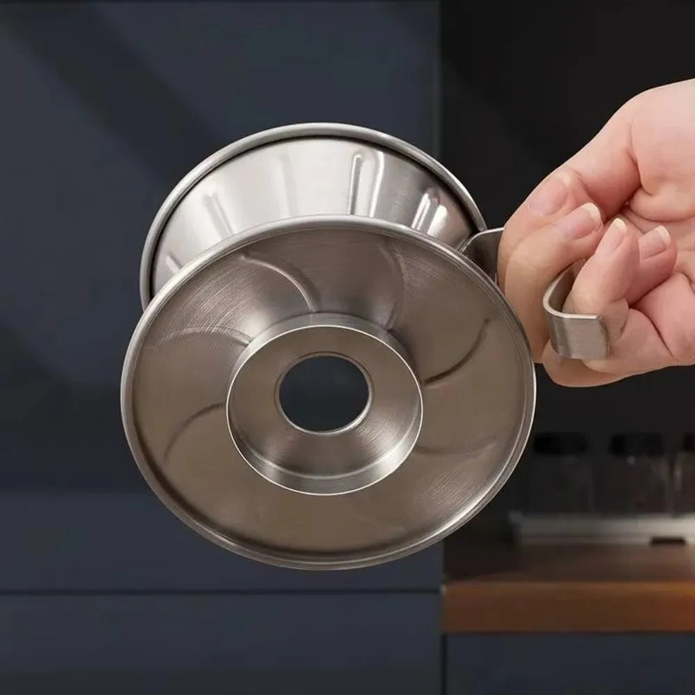 Barista-quality ribbed coffee dripper. Stainless steel manual pour-over filter for home coffee brewing.