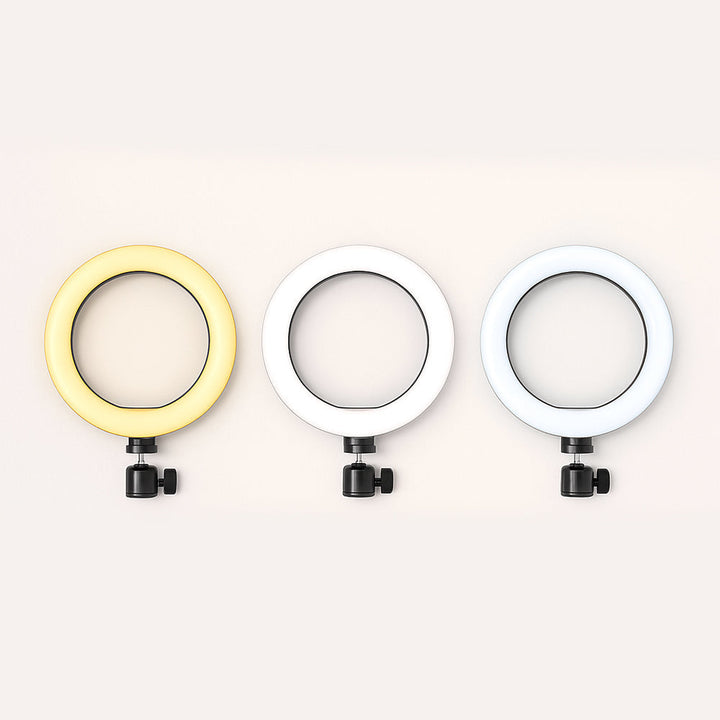Studio-quality 10-inch ring light, featuring a sturdy adjustable stand for versatile photography and vlogging setups.