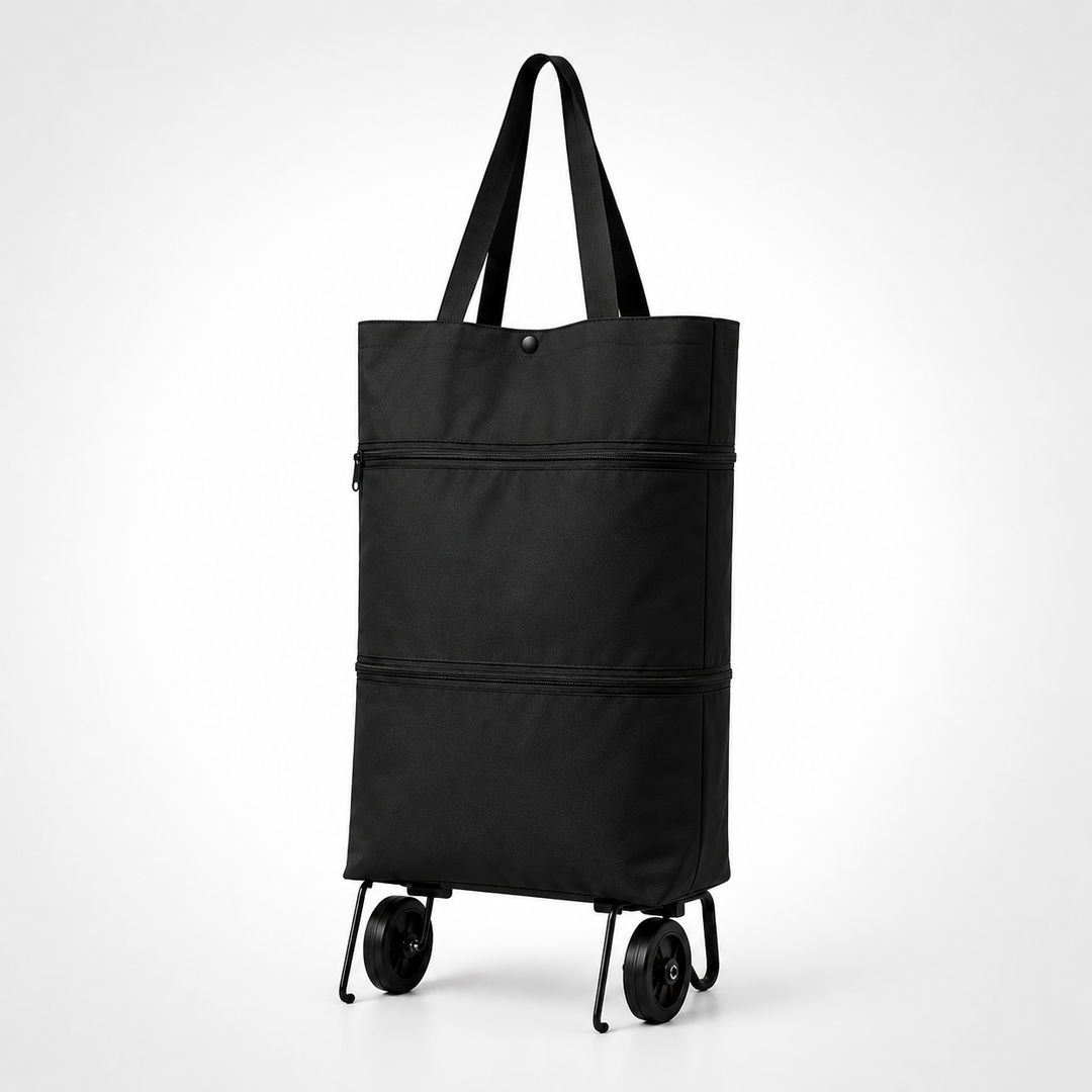 Compact foldable hand cart with durable wheels. Perfect utility cart for shopping & general transport.