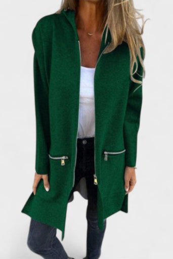 Fall trends: women's open front long sleeve blazer. Warm & chic for professional or everyday fashion.
