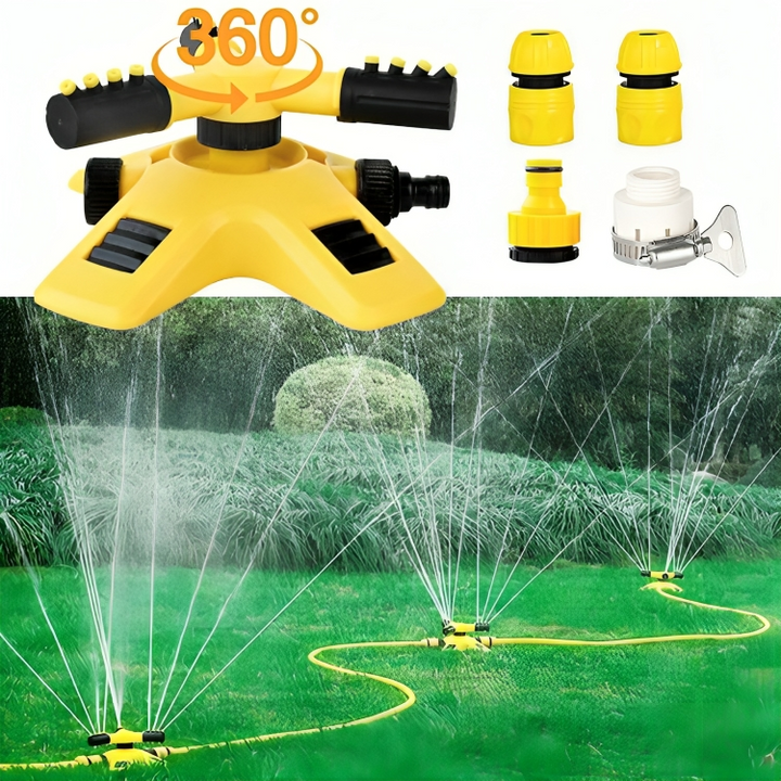 Water-saving lawn sprinkler with 360° coverage for effective yard care & outdoor garden irrigation.