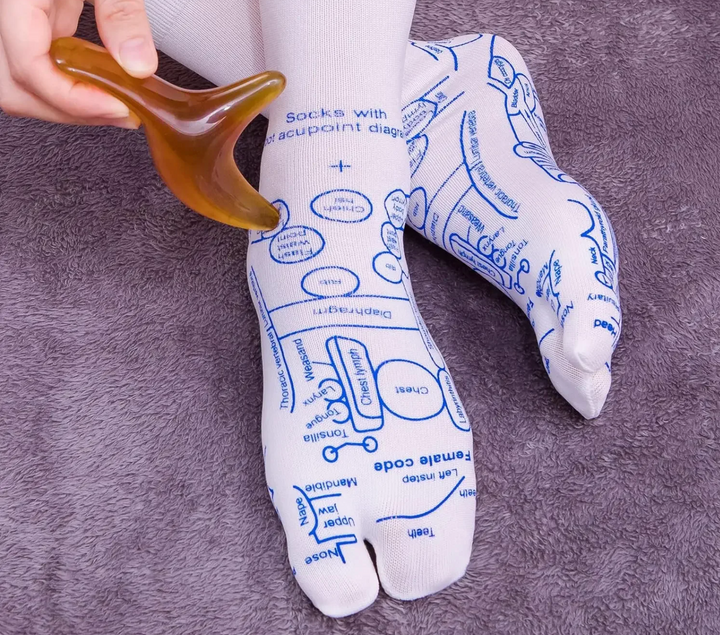 Comfortable unisex reflexology socks with pressure points for enhanced foot massage & wellness.