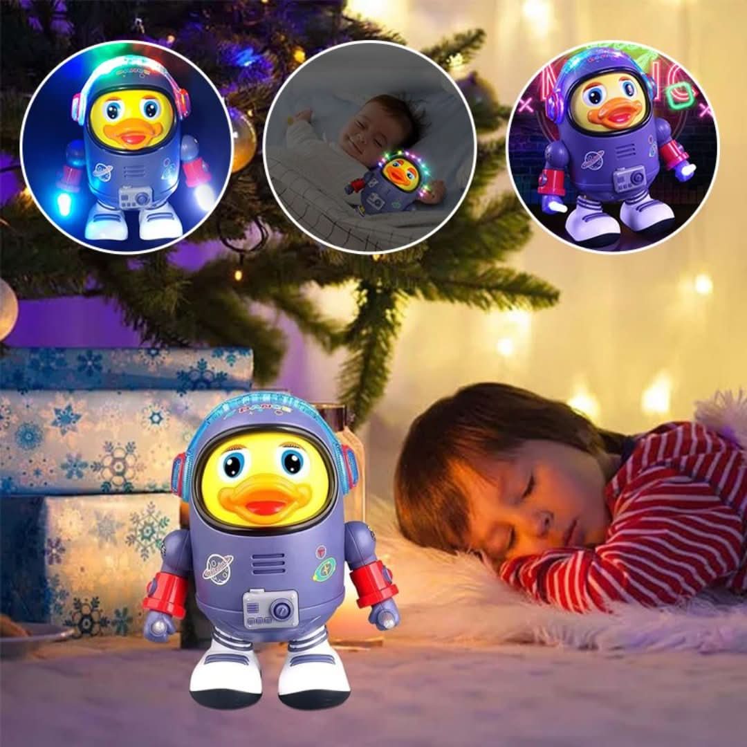 Cute plastic dancing duck toy, provides hours of fun with music, lights & interactive features for kids.
