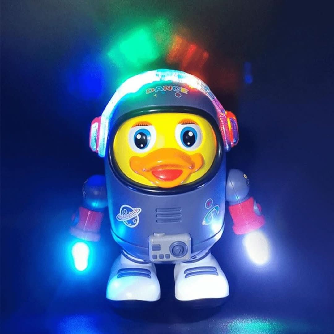 Children's interactive toy robot: a dancing duck with music and bright lights for sensory development.