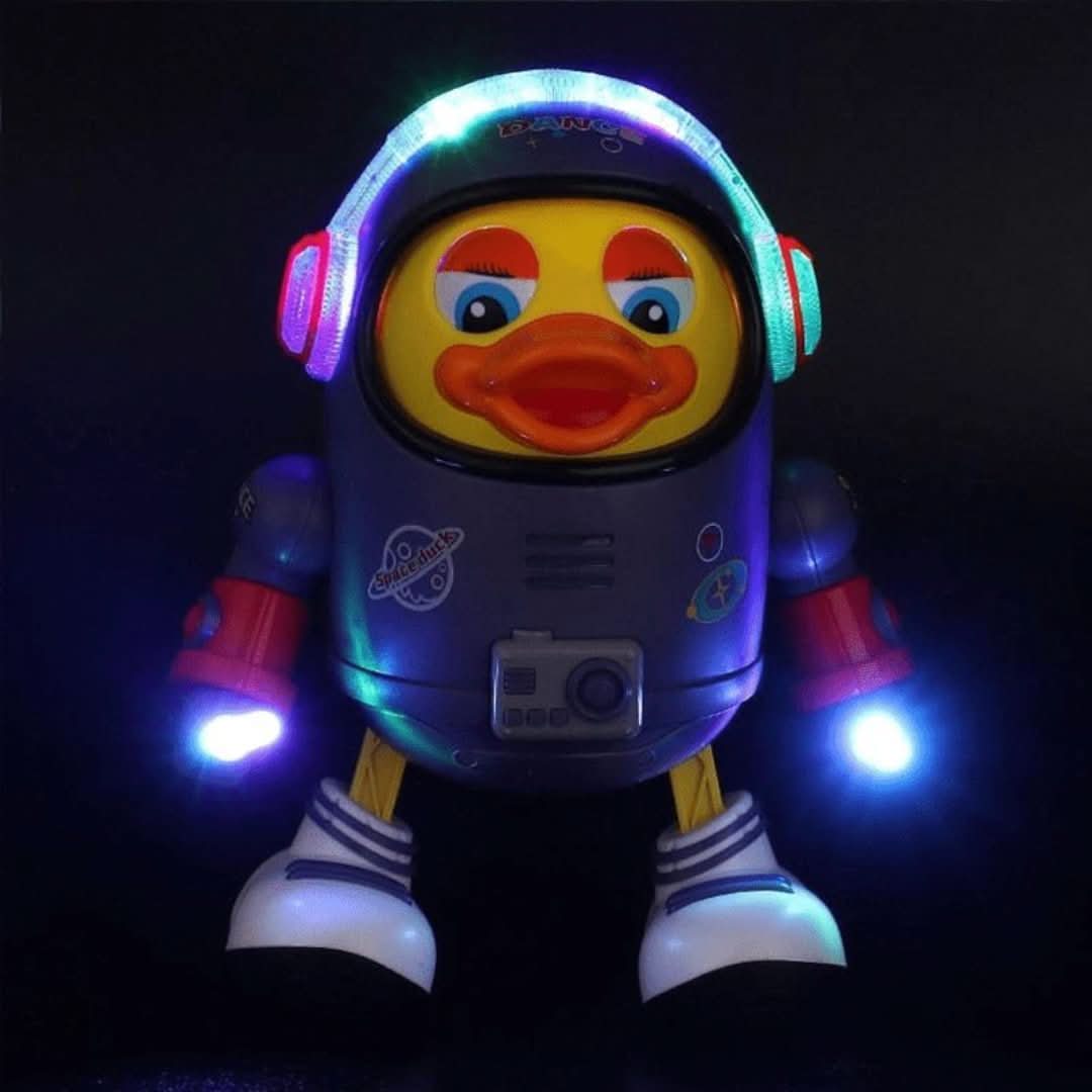 Giftable interactive dancing duck toy with music & lights, ideal for toddlers' entertainment.