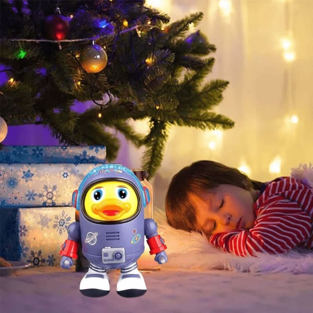Toddler's educational dancing duck toy, features music, colorful lights & wobbly movements.