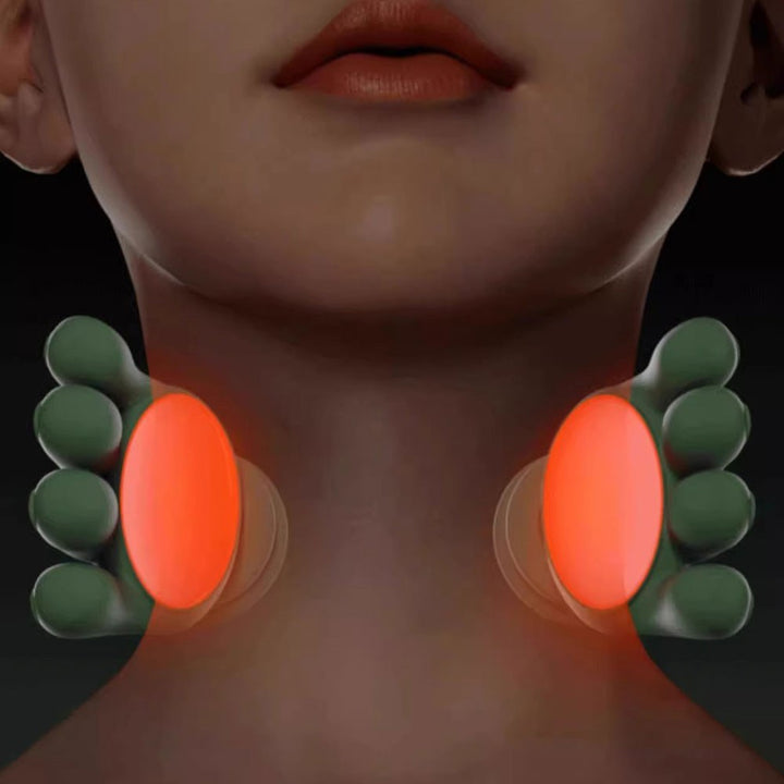 Soothing heat therapy and deep kneading shiatsu for neck and shoulder muscle relaxation.