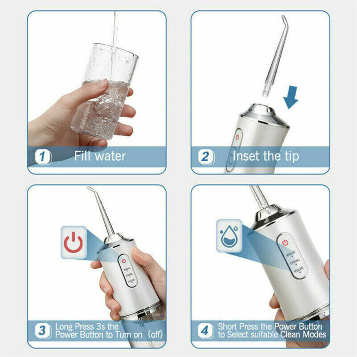 Professional electric oral irrigator for deep cleaning, supporting gum health & fresh breath.