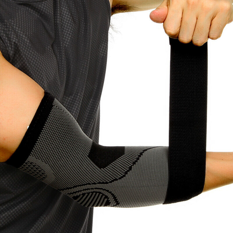 Unisex adjustable compression elbow sleeve for tennis elbow pain relief & arm support.