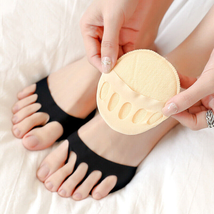 Women's podiatry-inspired forefoot pads with five-toe design for ultimate foot pain relief.