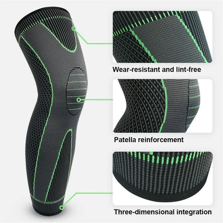 Athletic knee support sleeve for workout accessory, ensuring stability & pain relief during sports & exercise.