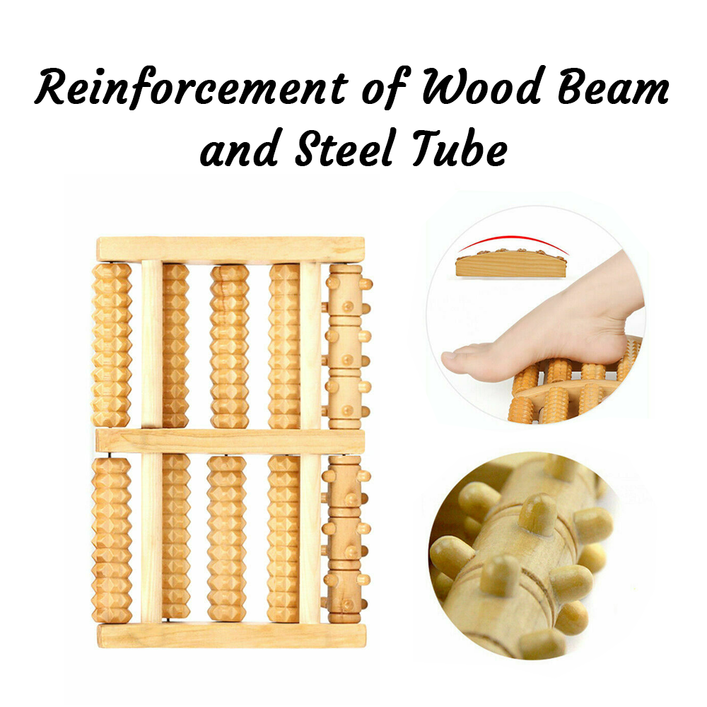 Unisex wooden foot roller for plantar fasciitis relief, targeting arch & heel pain.