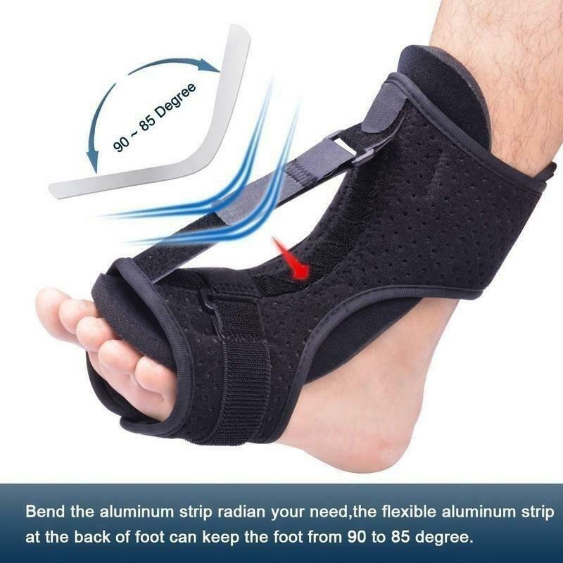Adjustable night splint for foot drop, plantar fasciitis, & heel pain. Orthotic support for recovery.