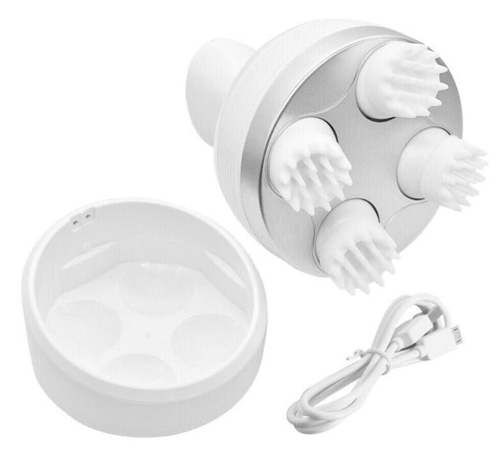 Deep tissue scalp massager, waterproof & rechargeable, perfect for stimulating hair growth & comfort.