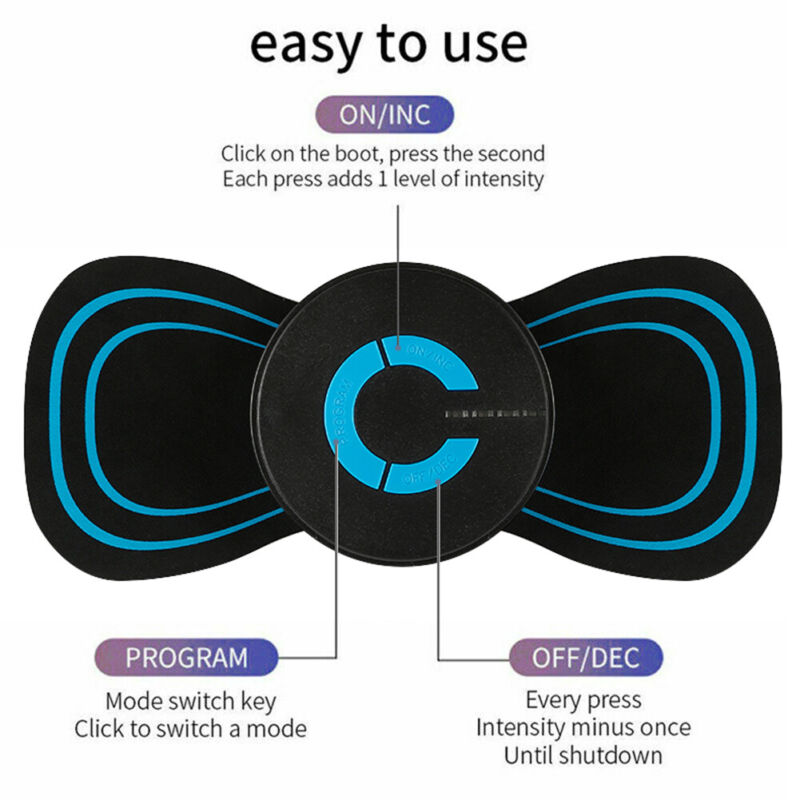 Compact wireless body massager for convenient muscle pain & stress relief at home or travel.