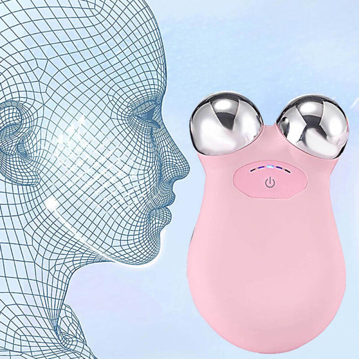 Youthful skin microcurrent device for improved facial contours and elasticity.