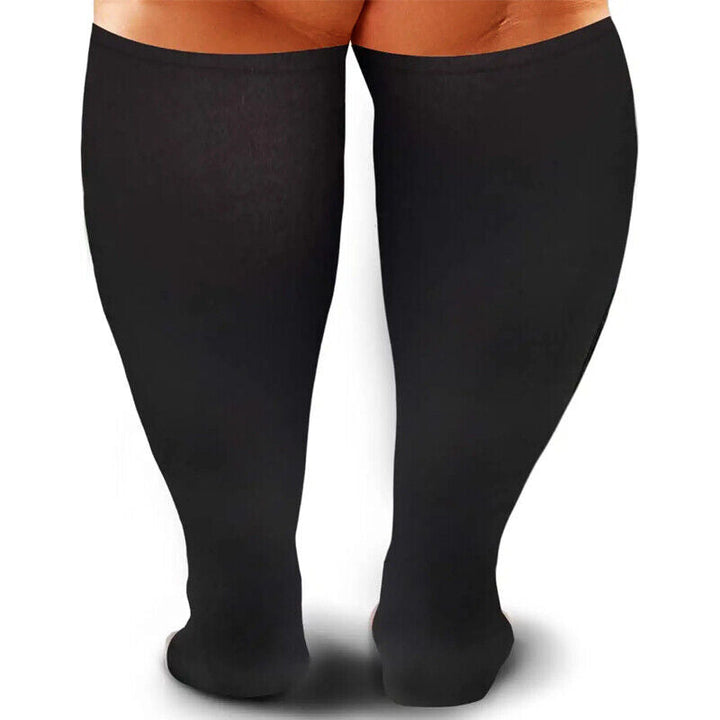Comfortable plus-size open toe compression socks for women, ideal for edema & leg swelling relief.