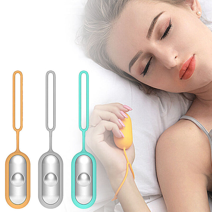 Compact electrotherapy sleep aid for deep relaxation, stress relief, and combating insomnia.