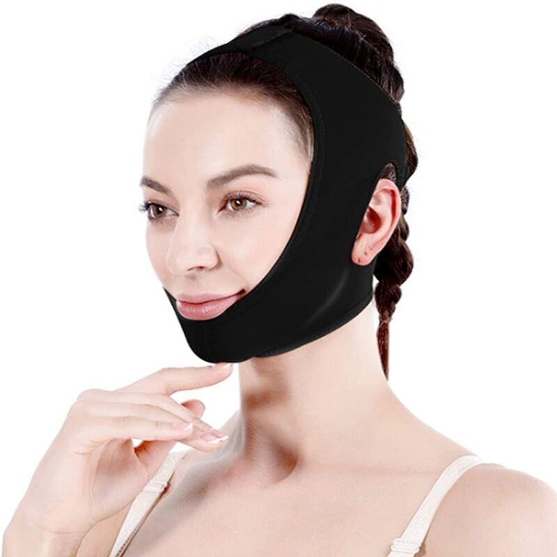 Unisex Neck & Chin Slimming Compression Wrap for V-line face contouring & skin tightening. Adjustable & comfortable.