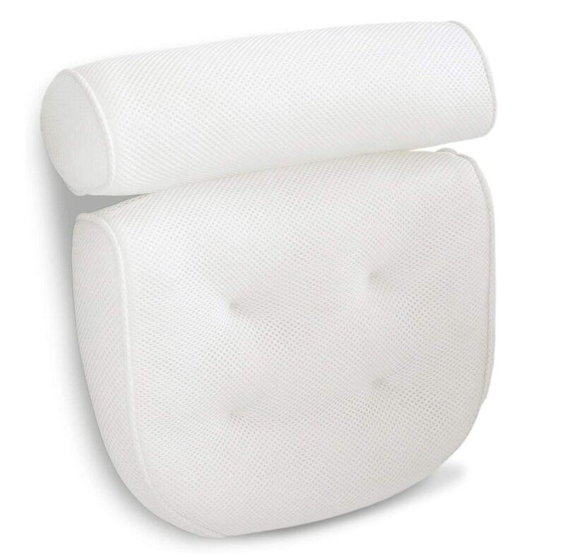 Waterproof & hygienic bath pillow with neck & back support ensures a clean, comfy spa-like bathtub experience.