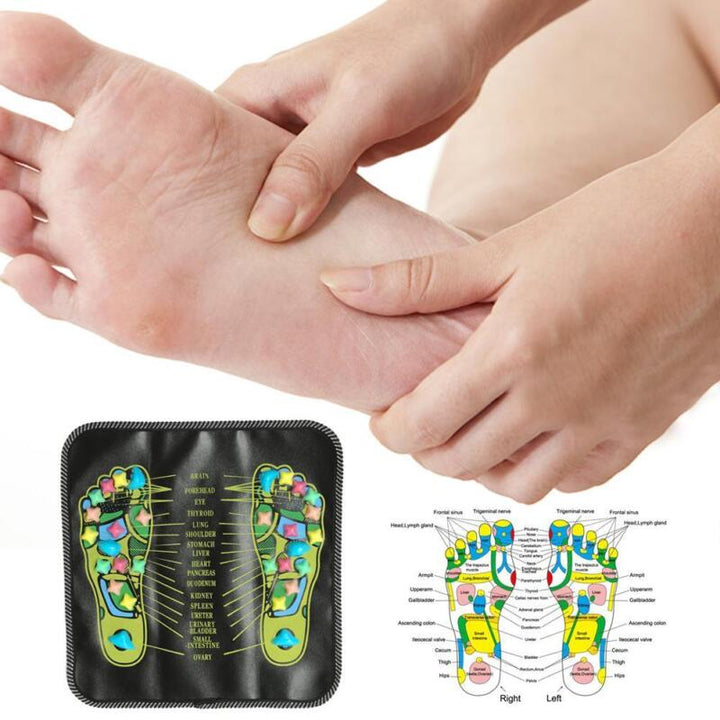 Stone walk design foot massage mat for unisex. Provides reflexology, foot pain relief & stress reduction.